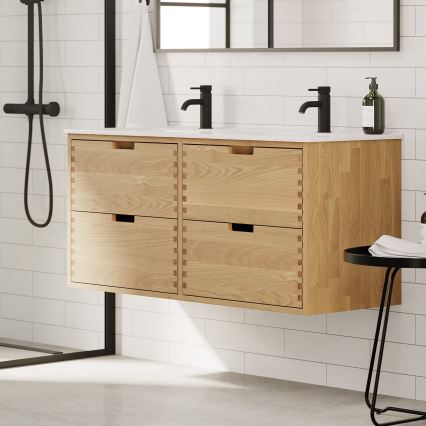 Meuble de salle de bains avec lavabo GRIBSKOV 120 cm beige/chêne/blanc