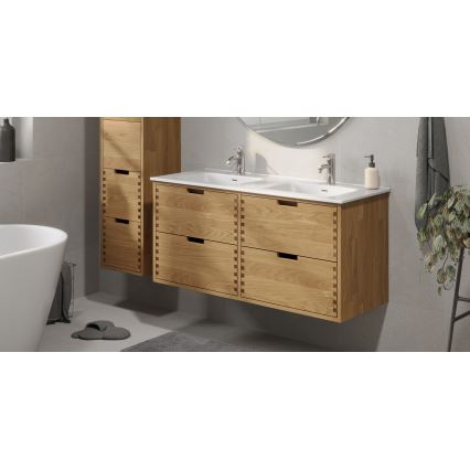 Meuble de salle de bains avec lavabo GRIBSKOV 120 cm beige/chêne/blanc