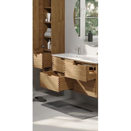 Meuble de salle de bains avec lavabo GRIBSKOV 120 cm beige/chêne/blanc