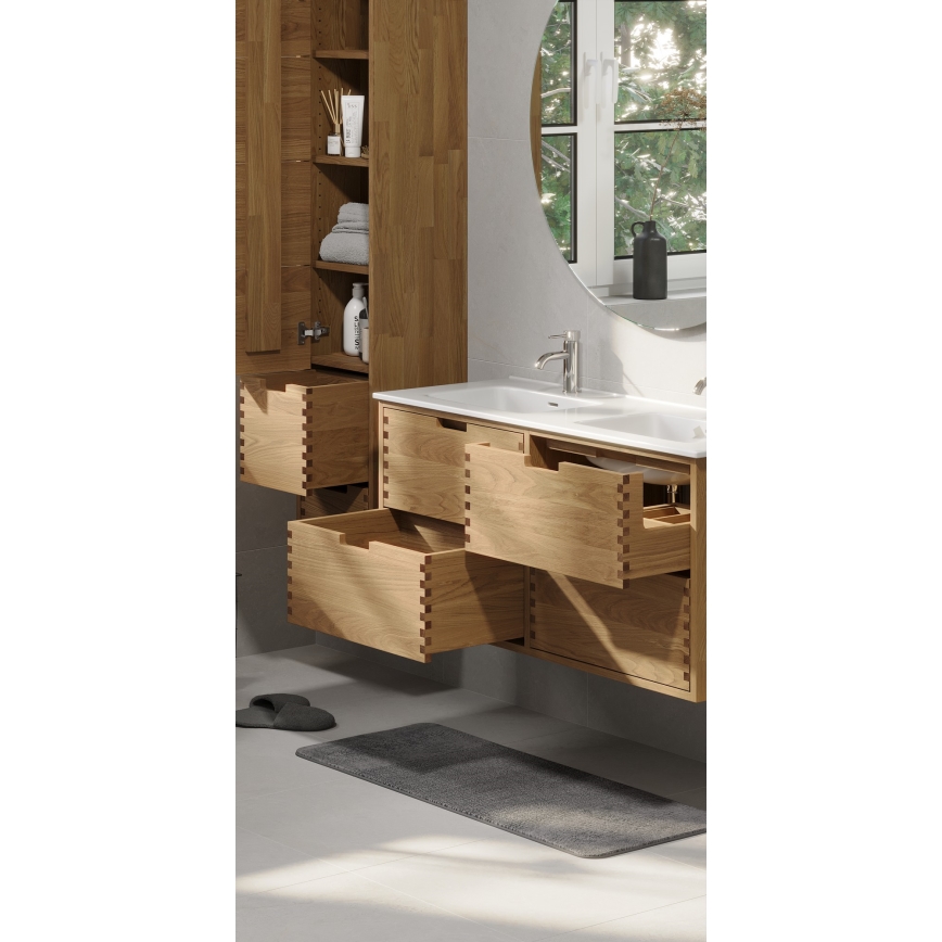 Meuble de salle de bains avec lavabo GRIBSKOV 120 cm beige/chêne/blanc