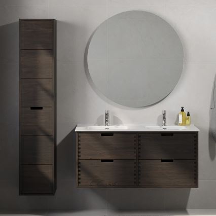 Meuble de salle de bains avec lavabo GRIBSKOV 120 cm marron/chêne/blanc
