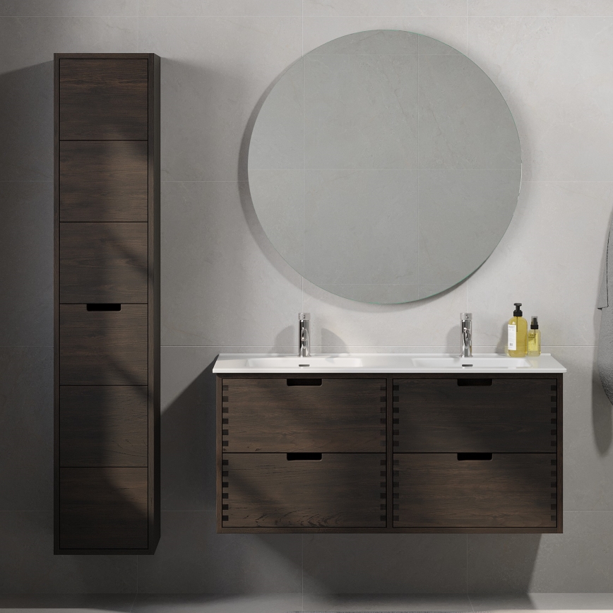 Meuble de salle de bains avec lavabo GRIBSKOV 120 cm marron/chêne/blanc