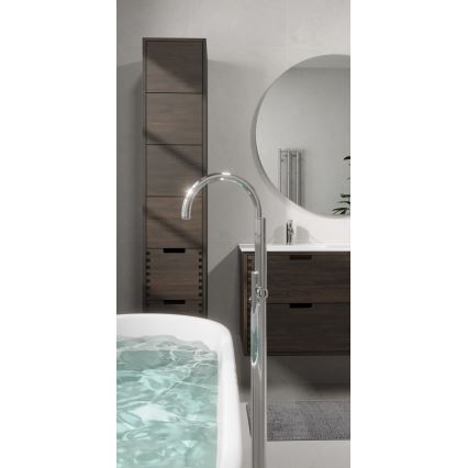 Meuble de salle de bains avec lavabo GRIBSKOV 120 cm marron/chêne/blanc