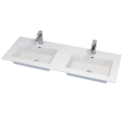 Meuble de salle de bains avec lavabo GRIBSKOV 120 cm marron/chêne/blanc