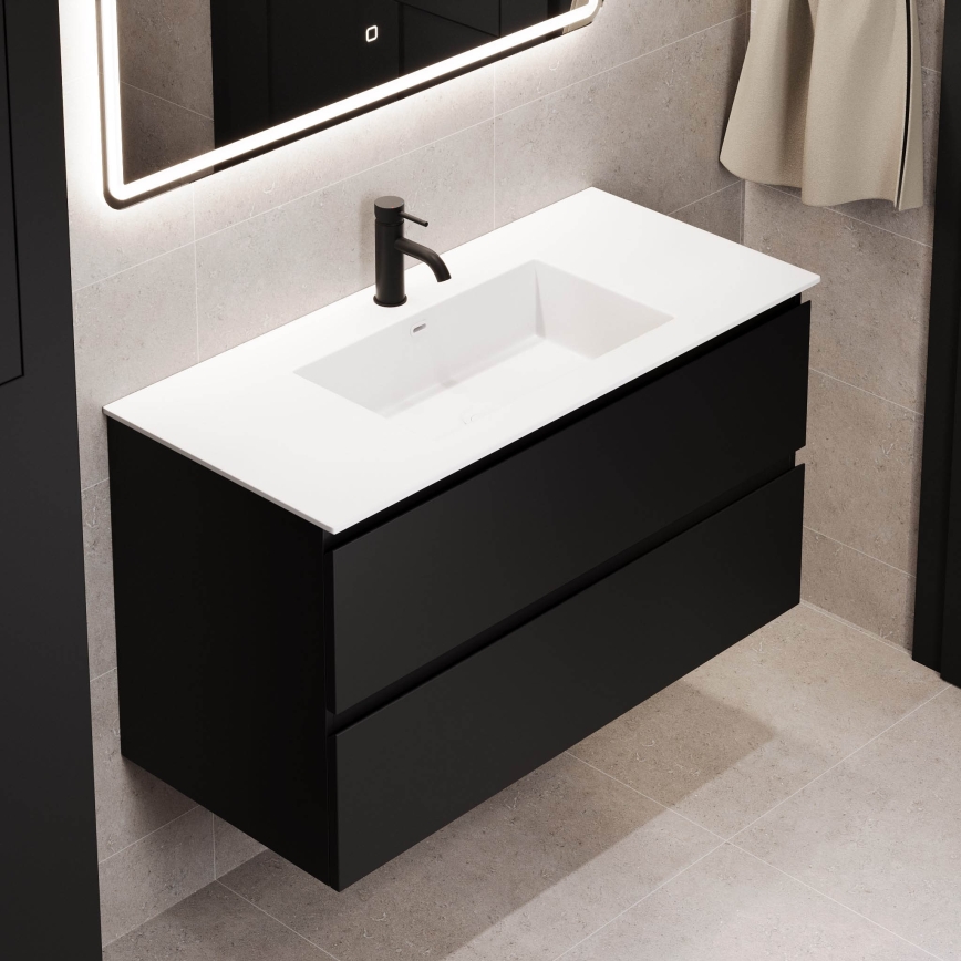 Meuble de salle de bains avec lavabo HELSINKI 100 cm, noir