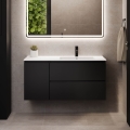 Meuble de salle de bains avec lavabo HELSINKI 115 cm, version droite, noir