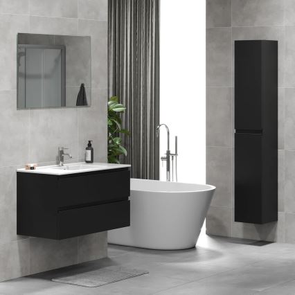 Meuble de salle de bains avec lavabo HENRY 91 cm, noir