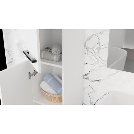 Meuble de salle de bains avec lavabo KATE + armoire-miroir + meuble mural blanc