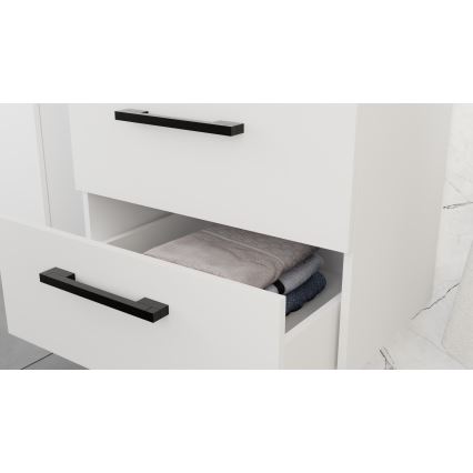 Meuble de salle de bains avec lavabo KATE + armoire-miroir + meuble mural blanc