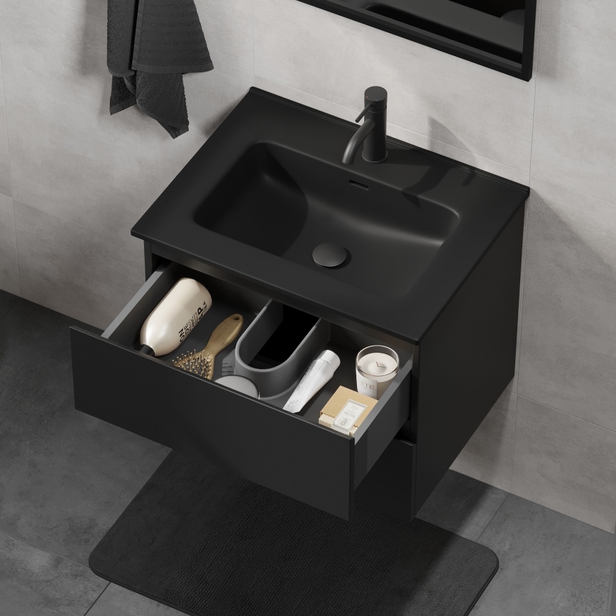 Meuble de salle de bains avec lavabo KENWOOD 61 x 52 x 45 cm, noir