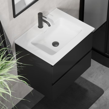 Meuble de salle de bains avec lavabo KENWOOD 61x52x47 cm noir/blanc
