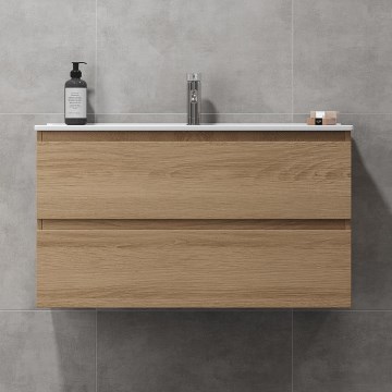 Meuble de salle de bains avec lavabo KENWOOD 91x50x45 cm chêne