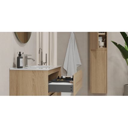 Meuble de salle de bains avec lavabo MOLDE 60 cm, chêne