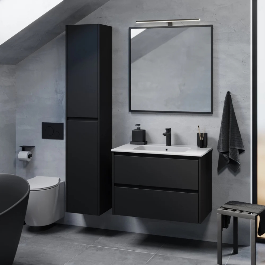 Meuble de salle de bains avec lavabo MOLDE 80 cm noir