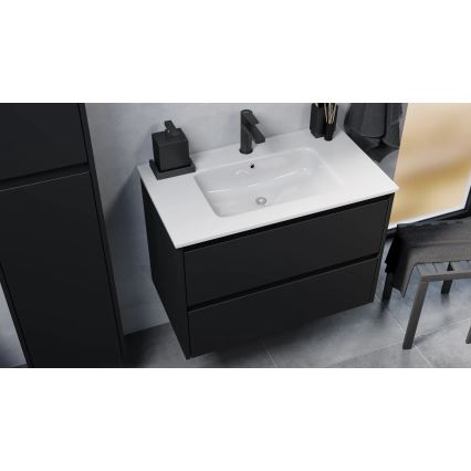 Meuble de salle de bains avec lavabo MOLDE 80 cm noir