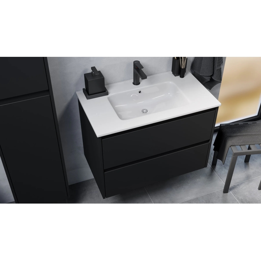 Meuble de salle de bains avec lavabo MOLDE 80 cm noir