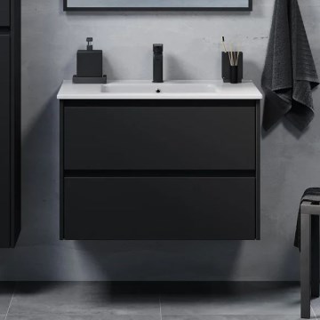 Meuble de salle de bains avec lavabo MOLDE 80x55x46 cm noir