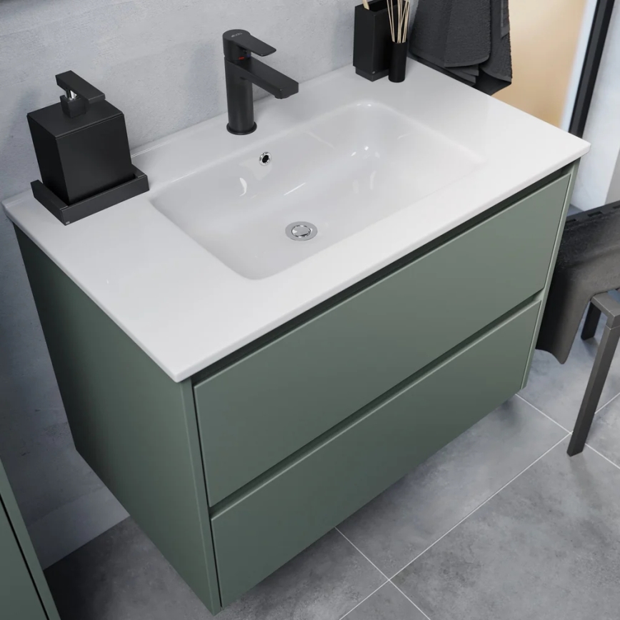 Meuble de salle de bains avec lavabo MOLDE 80x55x46 cm vert
