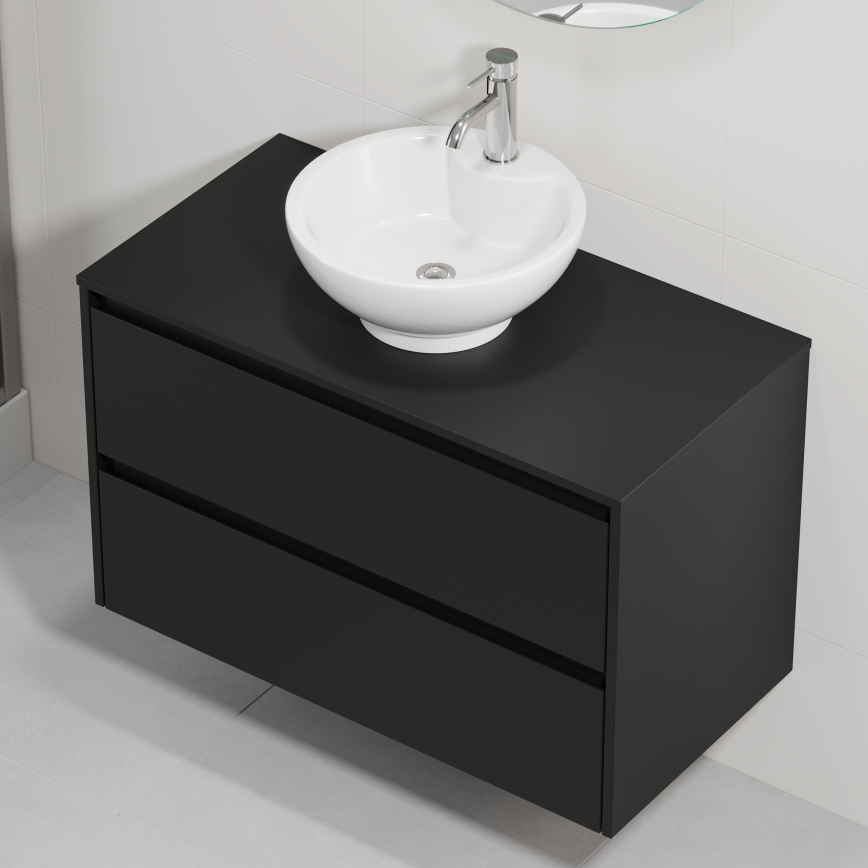 Meuble de salle de bains avec lavabo TRONDHEIM/DRAMMEN 90 x 57 x 46 cm noir/blanc