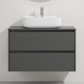 Meuble de salle de bains avec lavabo TRONDHEIM/KRISTIANSAND 90x57x46 cm anthracite/blanc