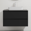 Meuble de salle de bains avec lavabo TRONDHEIM/LJORDAL 90x57x46 cm noir/blanc