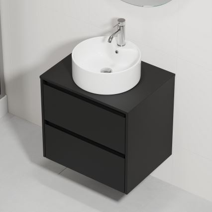 Meuble de salle de bains avec lavabo TRONDHEIM/VIKEDAL 60x57x46 cm noir/blanc