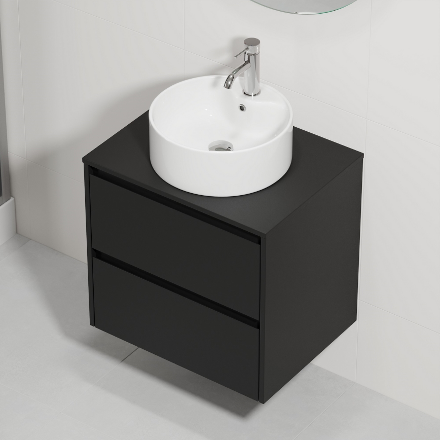 Meuble de salle de bains avec lavabo TRONDHEIM/VIKEDAL 60x57x46 cm noir/blanc