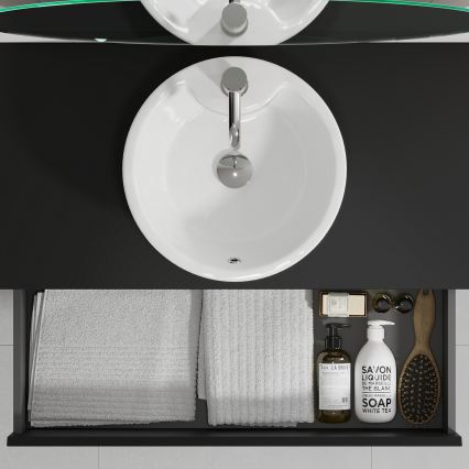 Meuble de salle de bains avec lavabo TRONDHEIM/VIKEDAL 60x57x46 cm noir/blanc