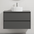 Meuble de salle de bains avec lavabo TRONDHEIM/VIKEDAL 90x57x46 cm anthracite/blanc
