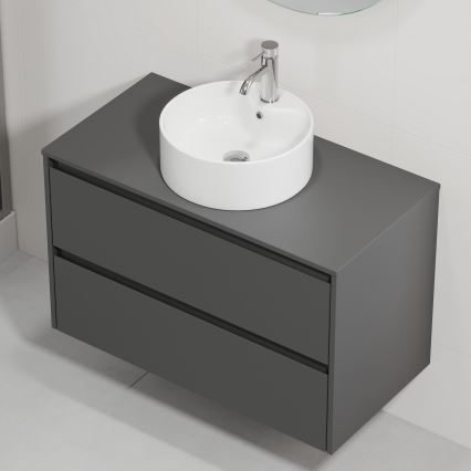 Meuble de salle de bains avec lavabo TRONDHEIM/VIKEDAL 90x57x46 cm anthracite/blanc