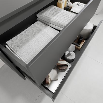 Meuble de salle de bains avec lavabo TRONDHEIM/VIKEDAL 90x57x46 cm anthracite/blanc