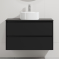 Meuble de salle de bains avec lavabo TRONDHEIM/VIKEDAL 90x57x46 cm noir/blanc