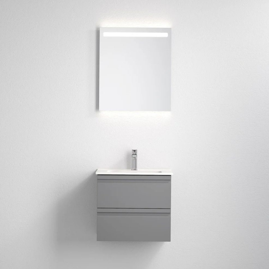 Meuble de salle de bains avec lavabo VEDO + miroir LED 10W/230V IP44 gris