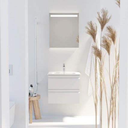 Meuble de salle de bains avec lavabo VEDO + miroir LED (LED/10W/230V, IP44) blanc