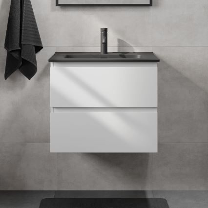 Meuble de salle de bains avec vasque CONOR 61 cm blanc/noir