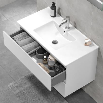 Meuble de salle de bains avec vasque KENWOOD 91 cm blanc