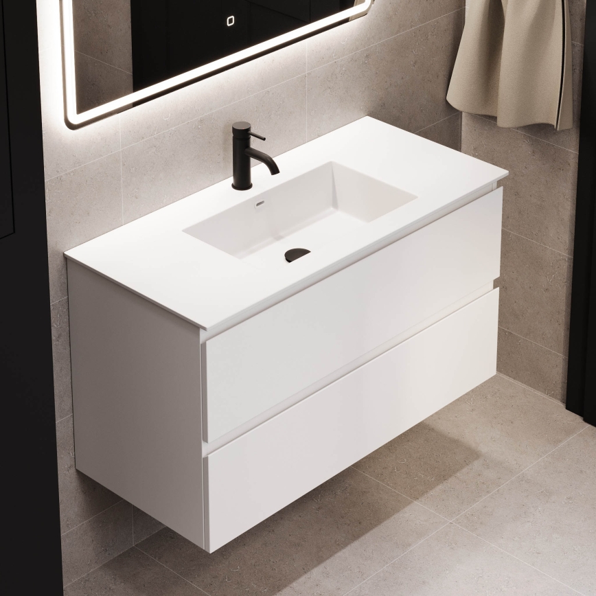 Meuble de salle de bains HELSINKI 100 cm avec lavabo, blanc
