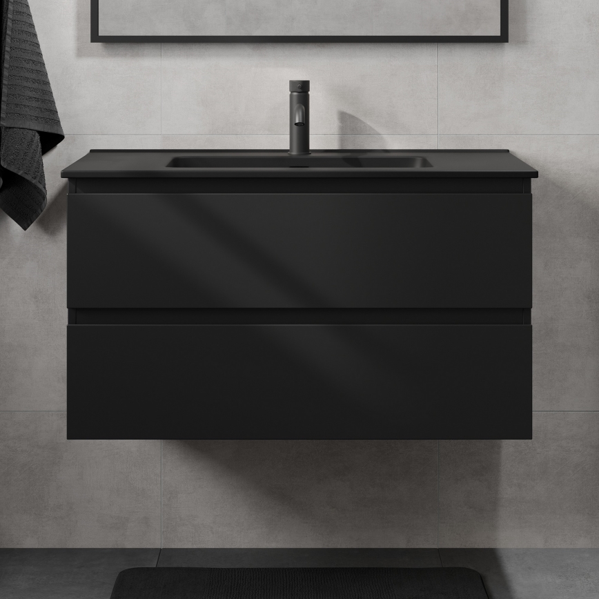 Meuble de salle de bains KENWOOD 91 cm avec lavabo, noir