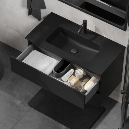Meuble de salle de bains KENWOOD 91 cm avec lavabo, noir