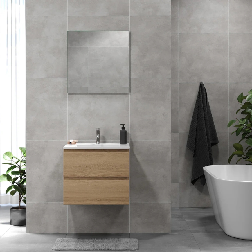 Meuble de salle de bains KENWOOD pour lavabo 60 cm, chêne