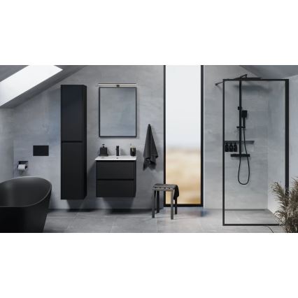 Meuble de salle de bains MOLDE 174 cm noir