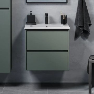 Meuble de salle de bains MOLDE 60 cm avec lavabo, vert