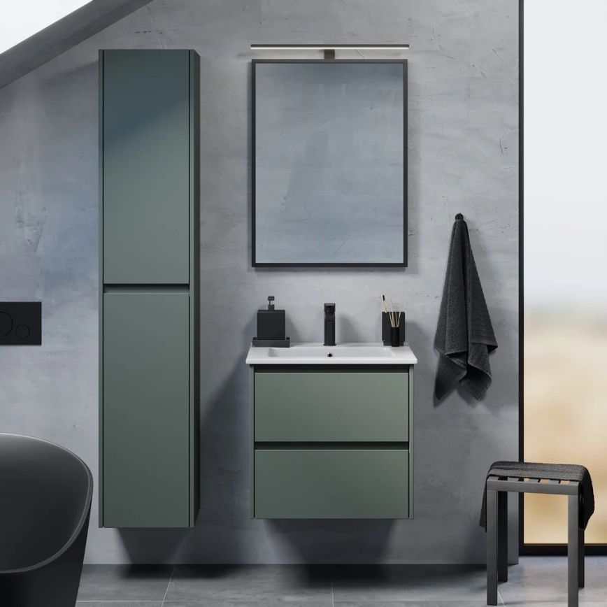 Meuble de salle de bains MOLDE 60 cm avec lavabo, vert