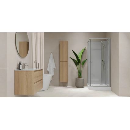 Meuble de salle de bains MOLDE 80 cm avec lavabo, finition chêne