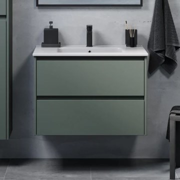 Meuble de salle de bains MOLDE 80 cm avec lavabo, vert