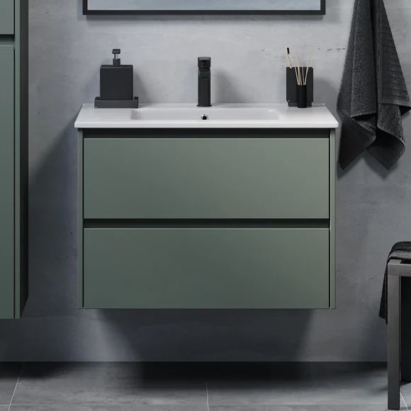 Meuble de salle de bains MOLDE 80 cm avec lavabo, vert