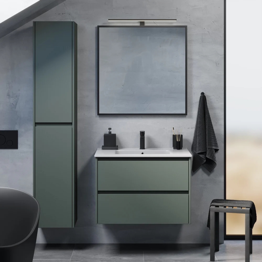 Meuble de salle de bains MOLDE 80 cm avec lavabo, vert