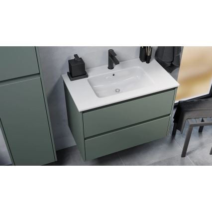 Meuble de salle de bains MOLDE 80 cm avec lavabo, vert
