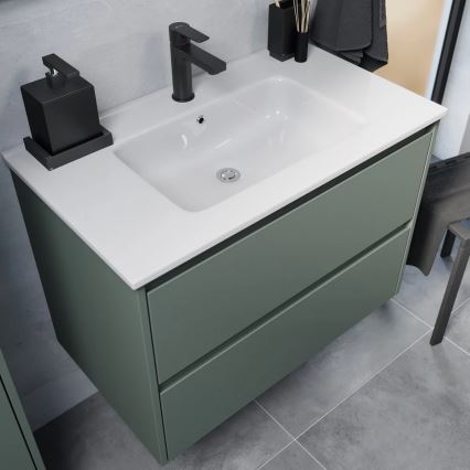 Meuble de salle de bains MOLDE 80 cm avec lavabo, vert