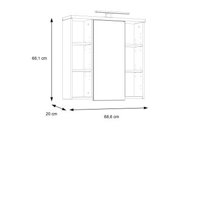 Meuble de salle de bains mural avec miroir VENOM, anthracite/marron